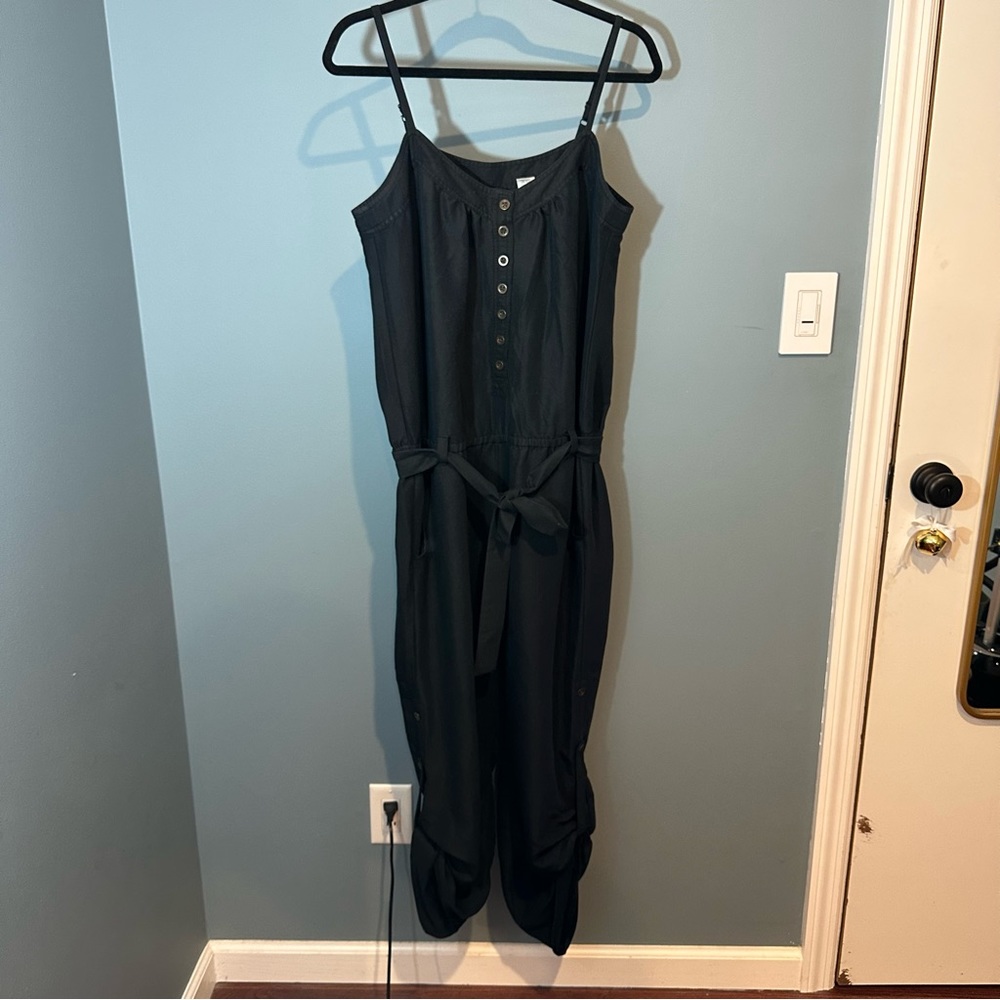 Vintage Per Sé Spaghetti Strap Cargo Jumpsuit Romper in Black
